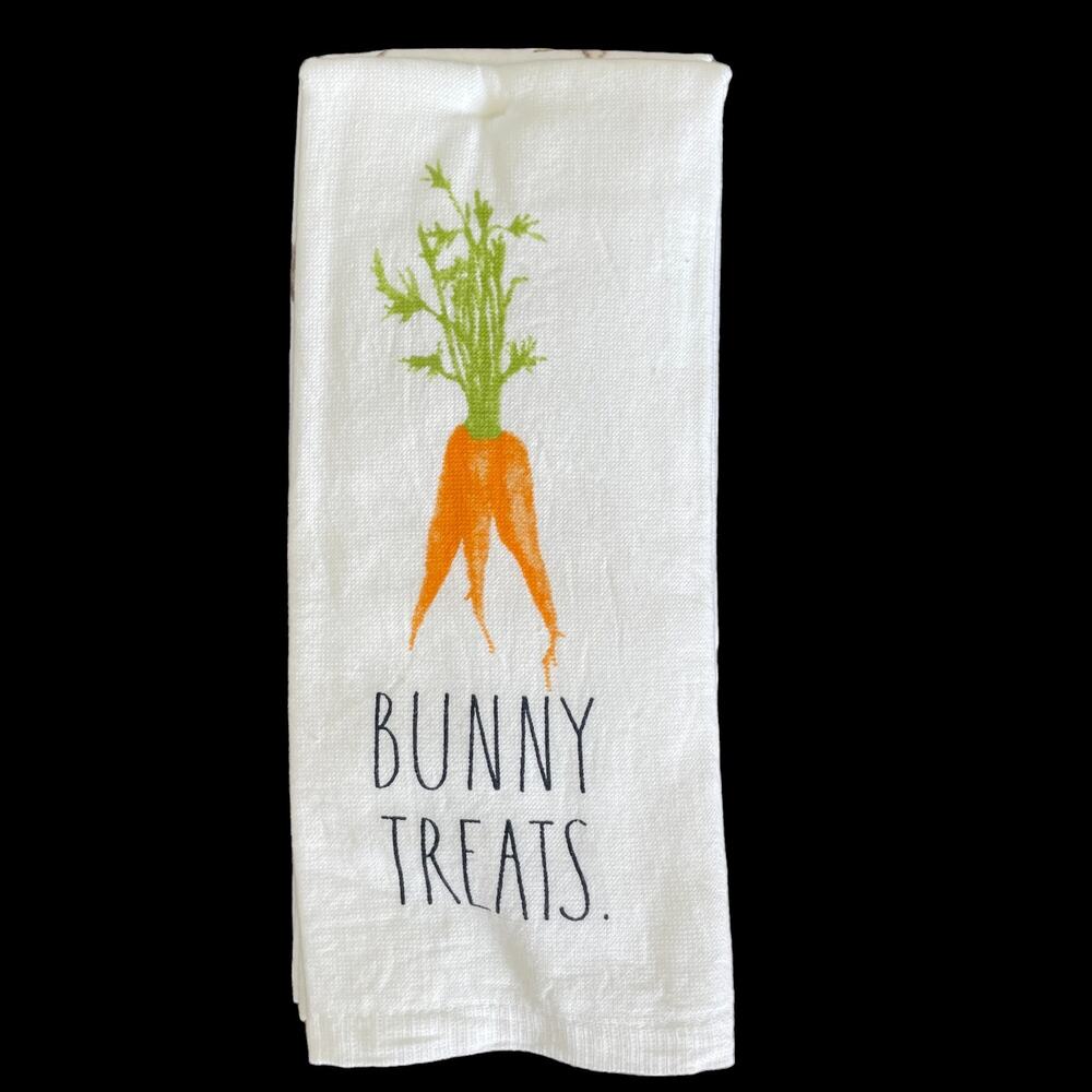 RAE DUNN Easter Carrots and Bunnies Spring 16X23 Kitchen Towel Set of 3 NEW